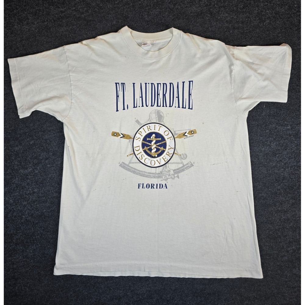 Vtg Ft Lauderdale Florida Spirit of Discovery Tee Men's USA Made Size XL